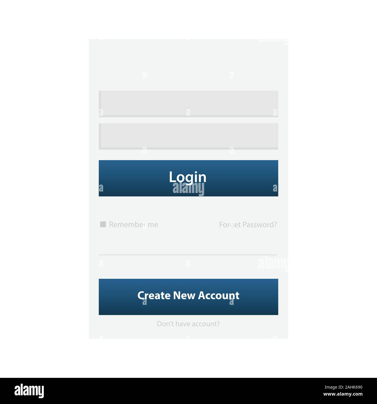 Login screen and Sign In form template for mobile app or website design. UI, UX, user interface kit, smartphone application design. Flat and minimal s Stock Vector