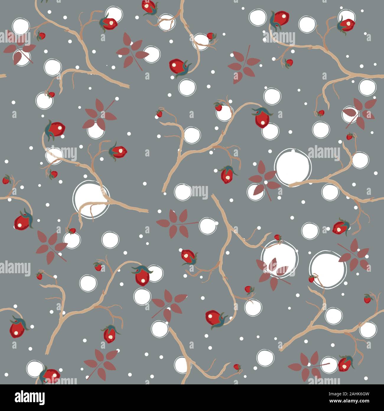 Hand Drawn Floral Seamless Pattern on dark. Vector Illustration Stock ...