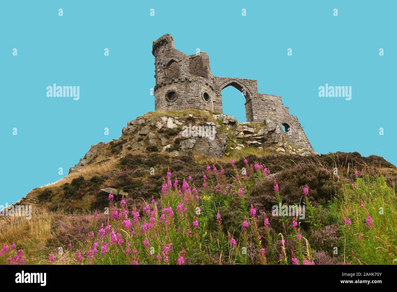 Mow Cop Castle a Victorian folly at Stoke on Trent, Staffordshire, England, UK Stock Photo