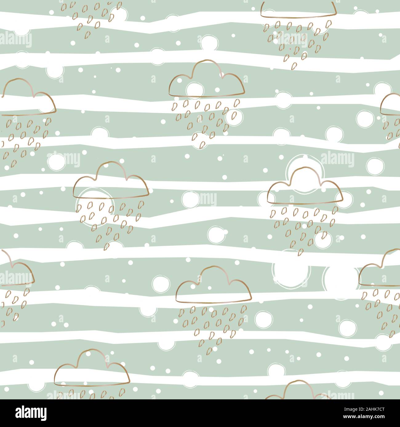 Seamless background with golden raining clouds on white background ...