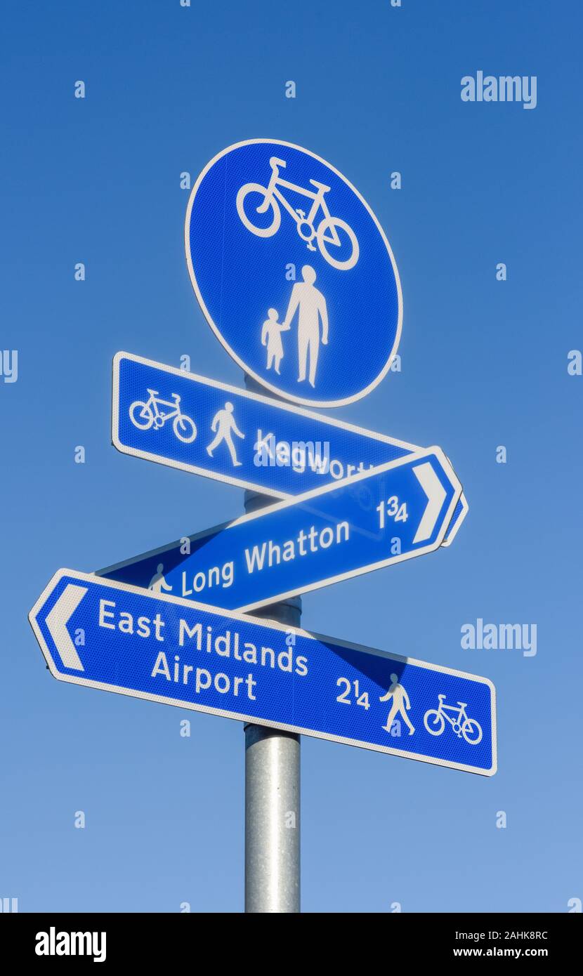 Public Footpath and Cyclist Information Sign. Stock Photo