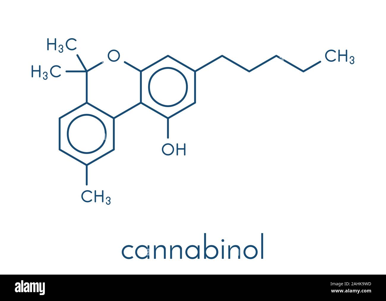 Cannabinol or CBN cannabinoid molecule. Skeletal formula. Stock Vector