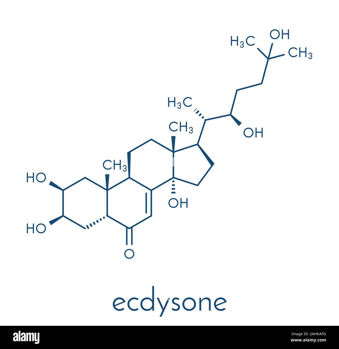 Ecdysone insect molting prohormone. Skeletal formula. Stock Vector