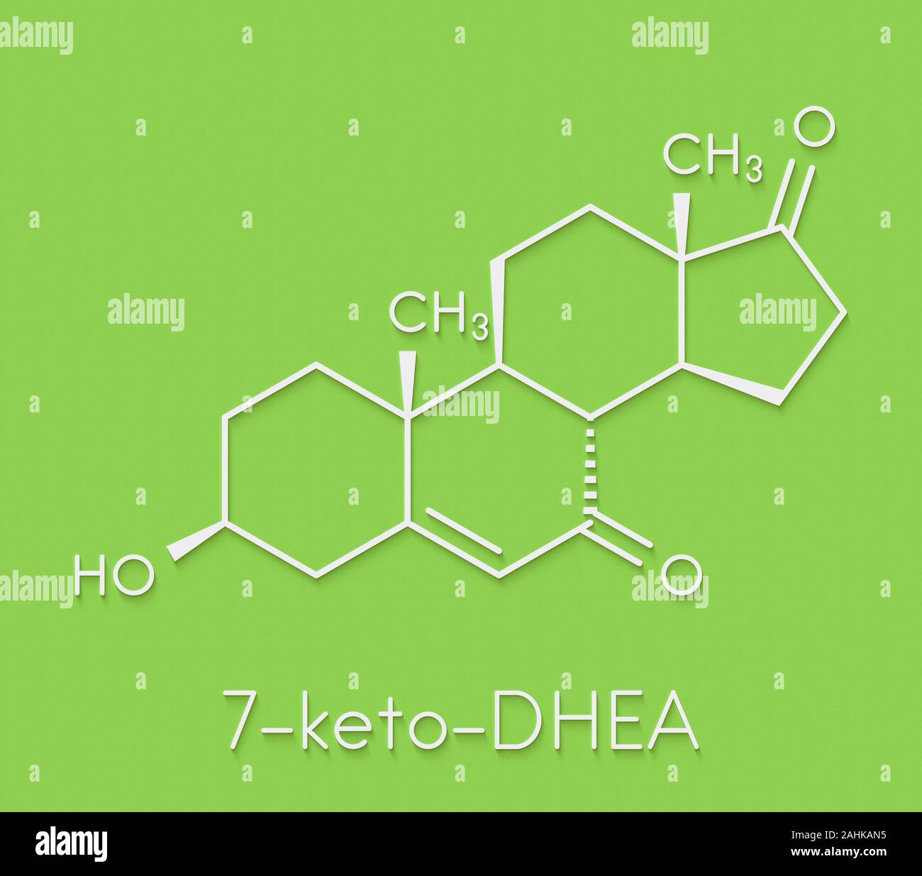7-Ketodehydroepiandrosterone or 7-keto-DHEA molecule. Skeletal formula. Stock Photo