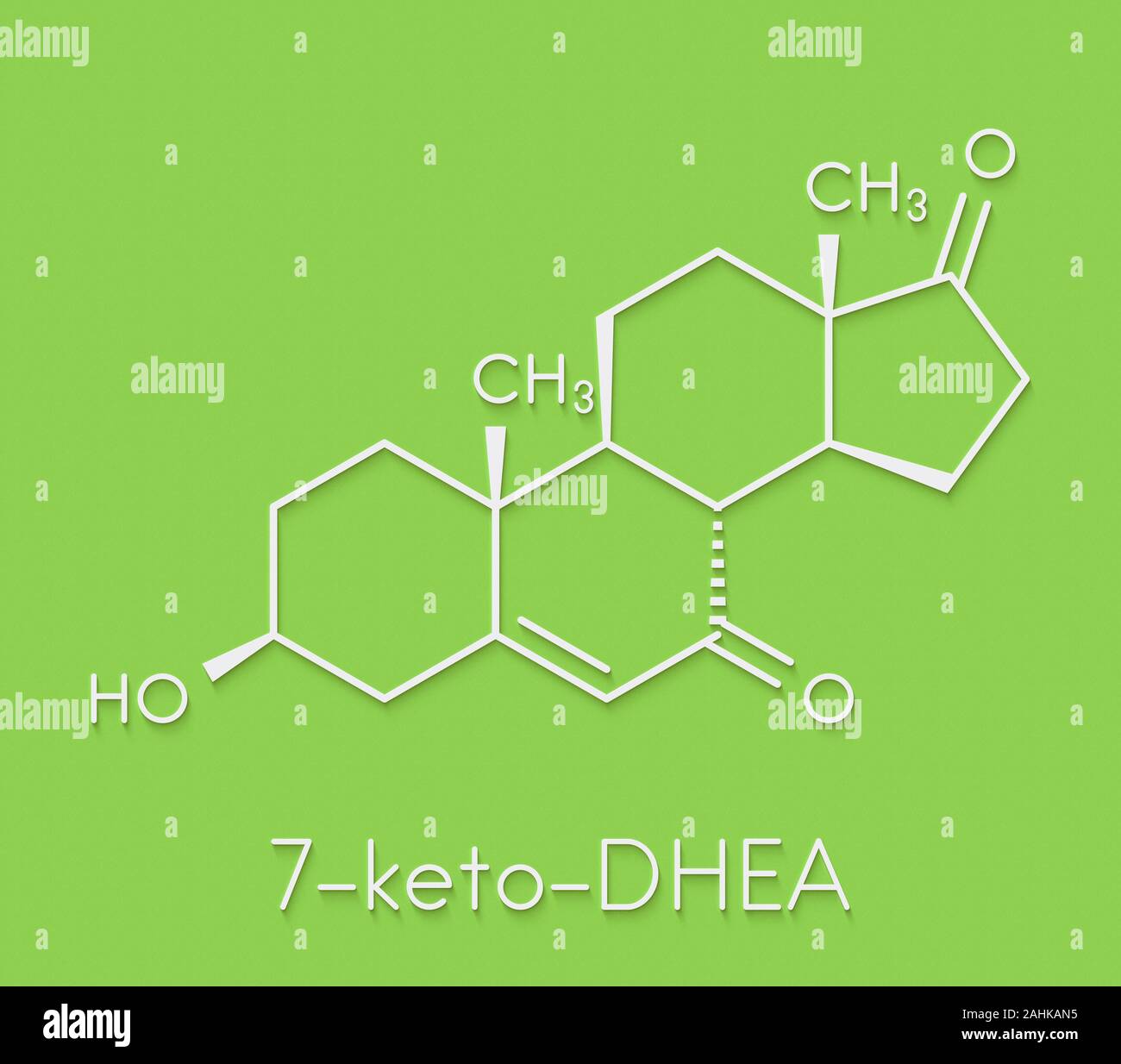 7-Ketodehydroepiandrosterone or 7-keto-DHEA molecule. Skeletal formula ...