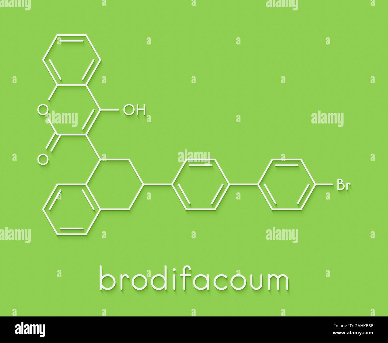 Brodifacoum rodenticide molecule. Skeletal formula. Stock Photo