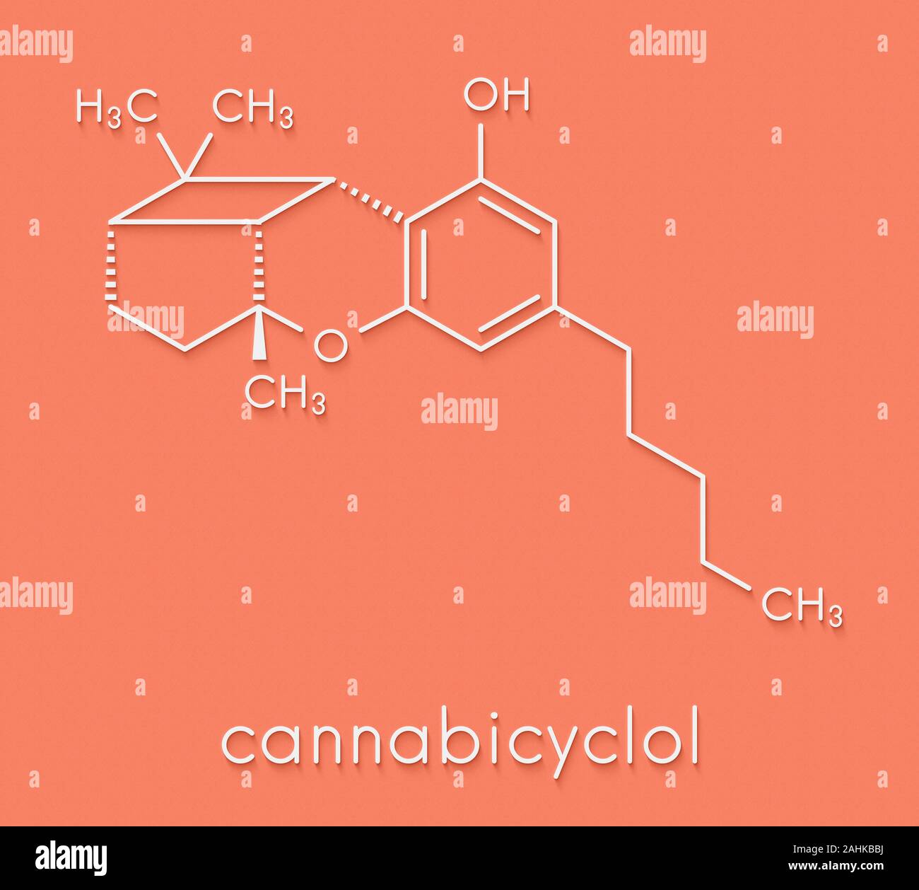 Cannabicyclol or CBL cannabinoid molecule. Skeletal formula. Stock Photo