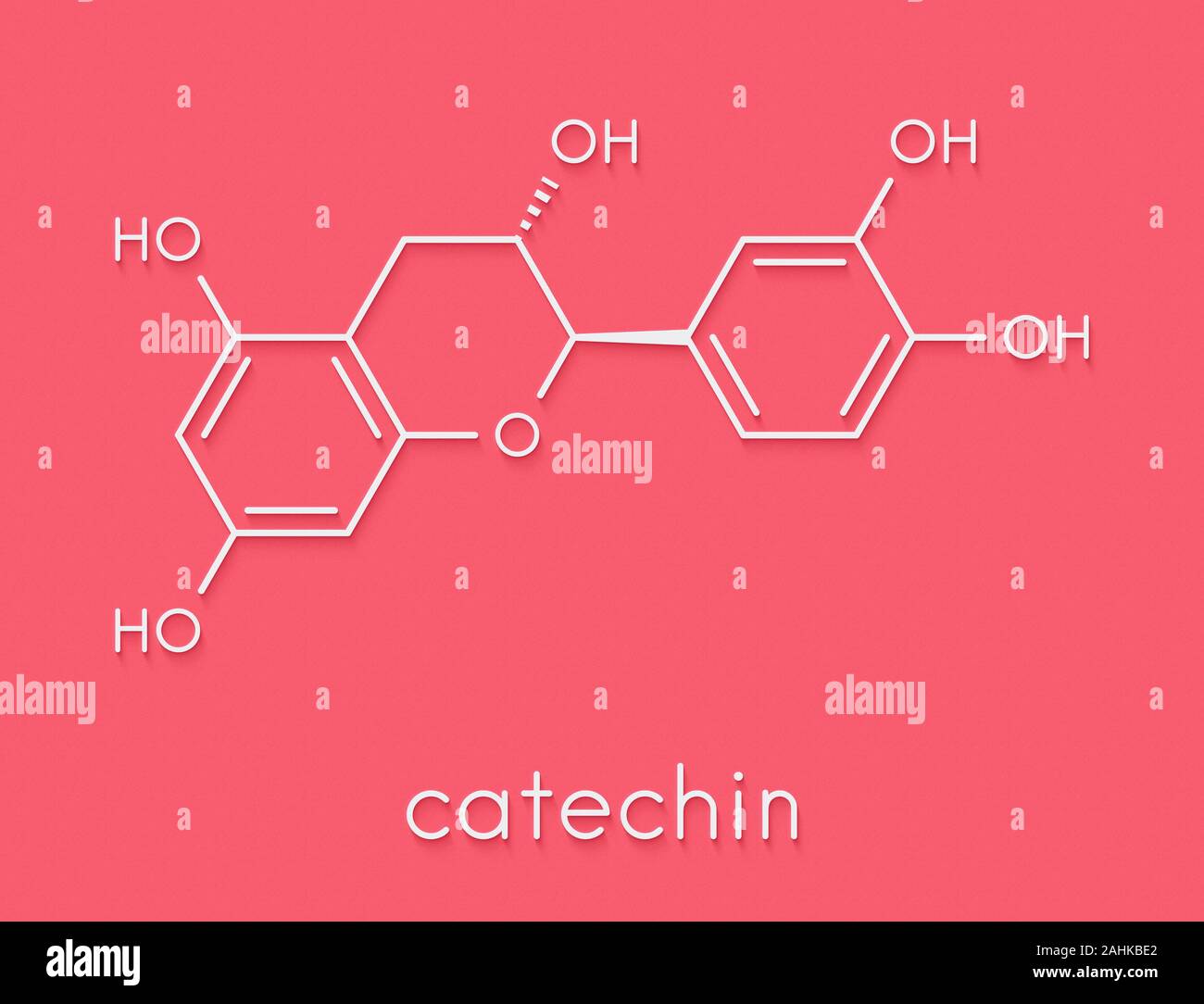 Catechin herbal antioxidant molecule. Skeletal formula. Stock Photo