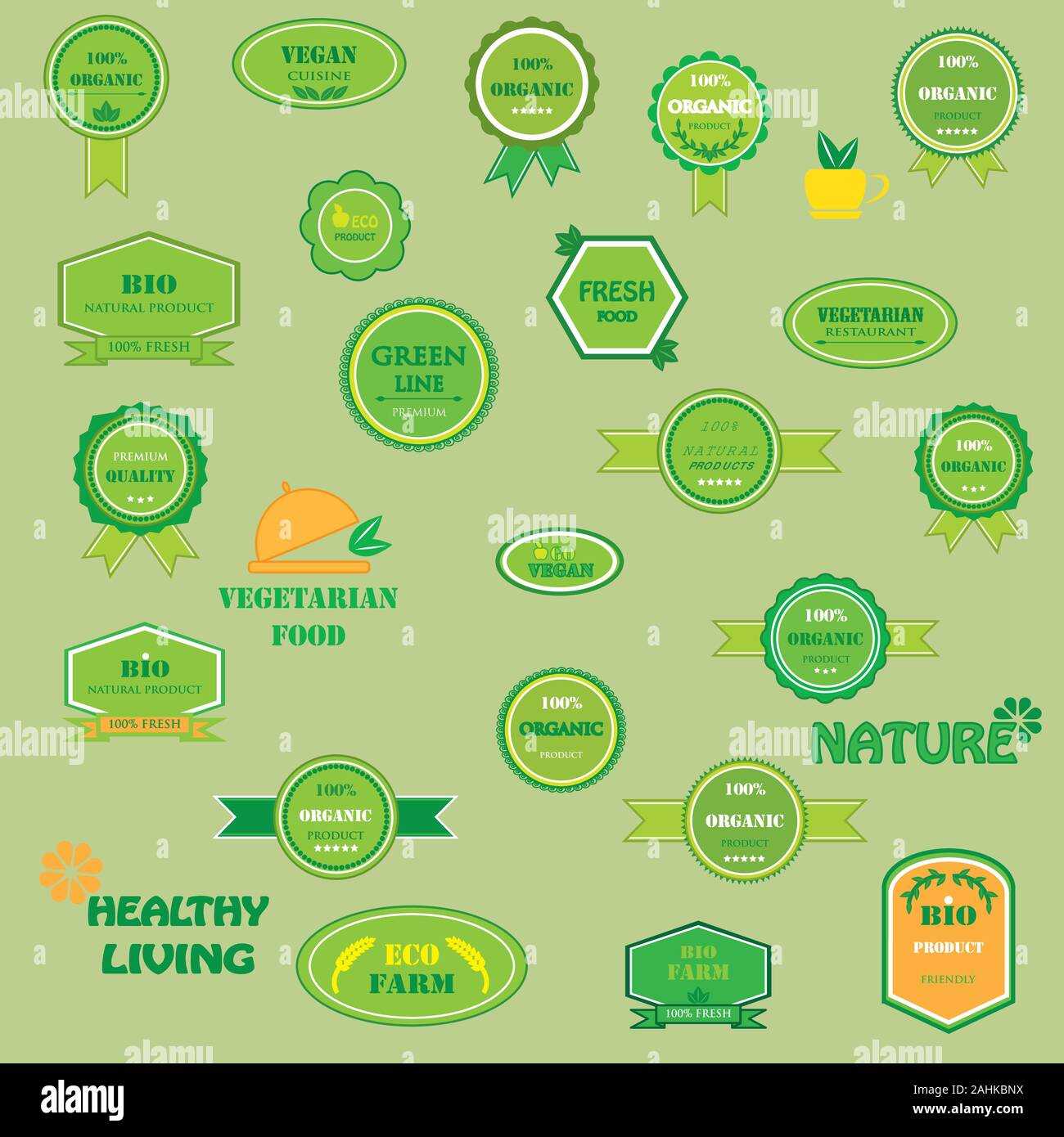 Set of labels for organic and natural food Stock Vector Image & Art - Alamy