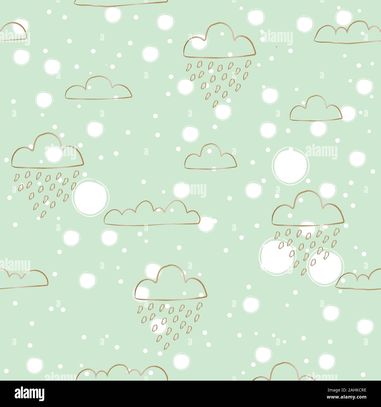 Seamless background with golden raining clouds on white background ...