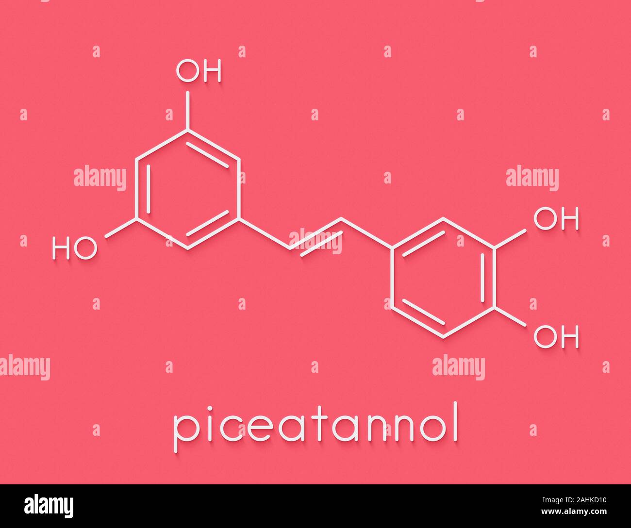 Piceatannol herbal stilbenoid molecule. Skeletal formula Stock Photo