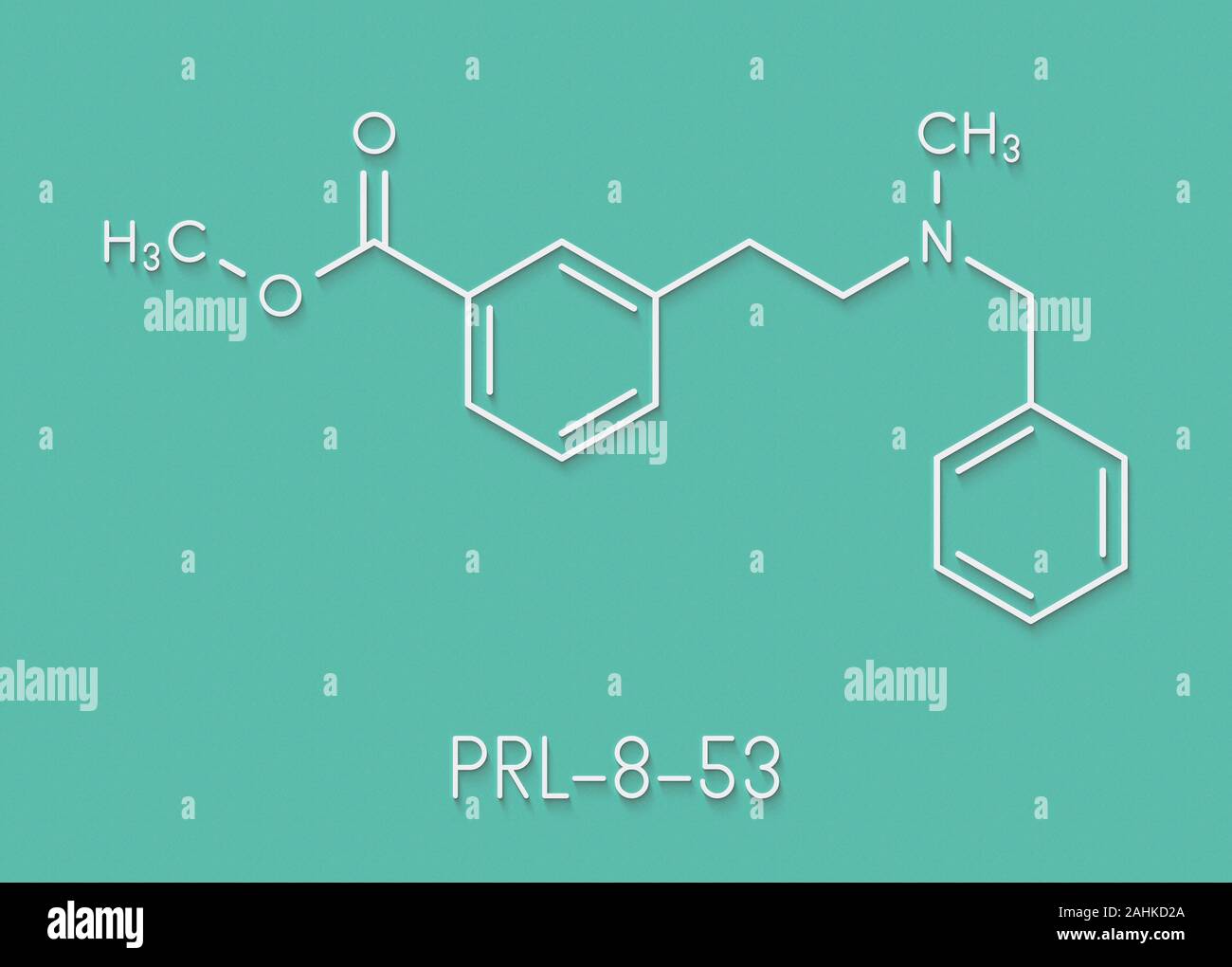 PRL-8-53 nootropic research chemical molecule. Skeletal formula. Stock Photo