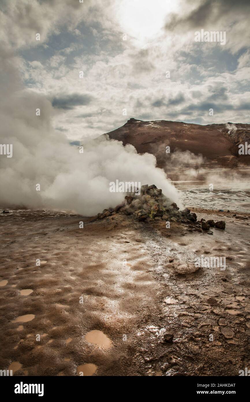 Geothermal area hot pots, Iceland summer Stock Photo Alamy