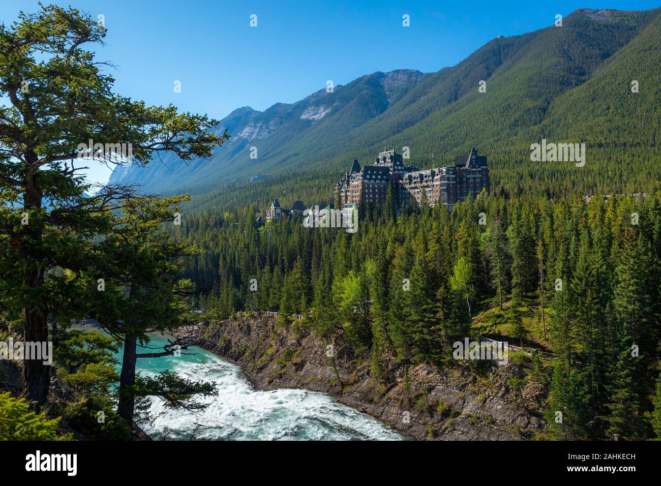 Stunning view of the iconic Fairmont Banff Springs Hotel situated near
