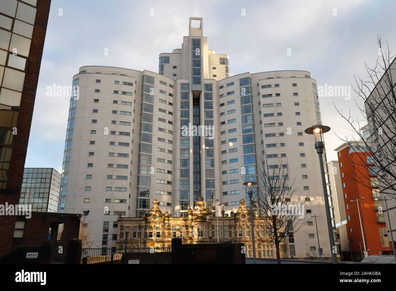 The Altolusso residential tower block in Cardiff city centre Wales UK