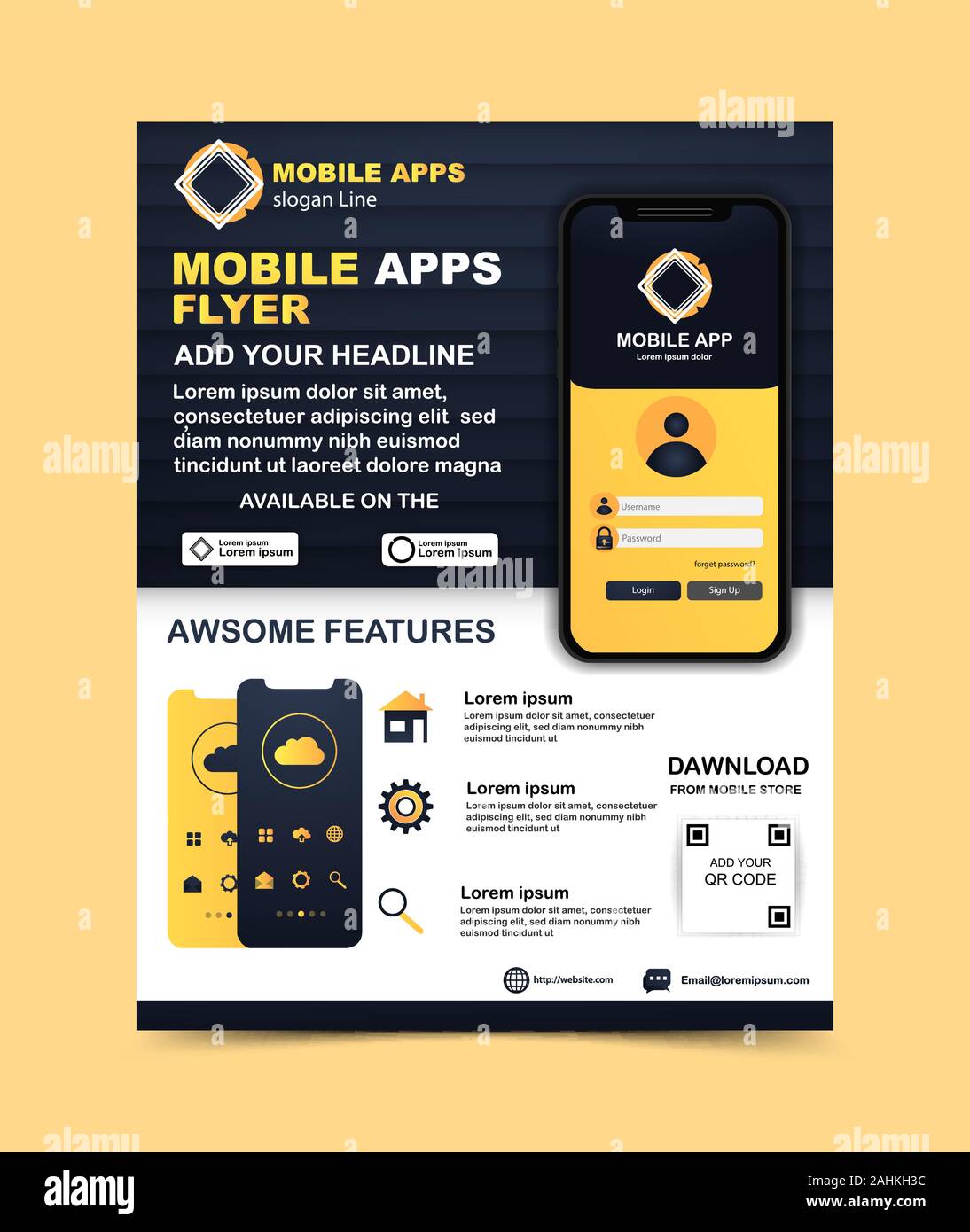 Mobile app flyer template Vector template Stock Vector Image & Art - Alamy