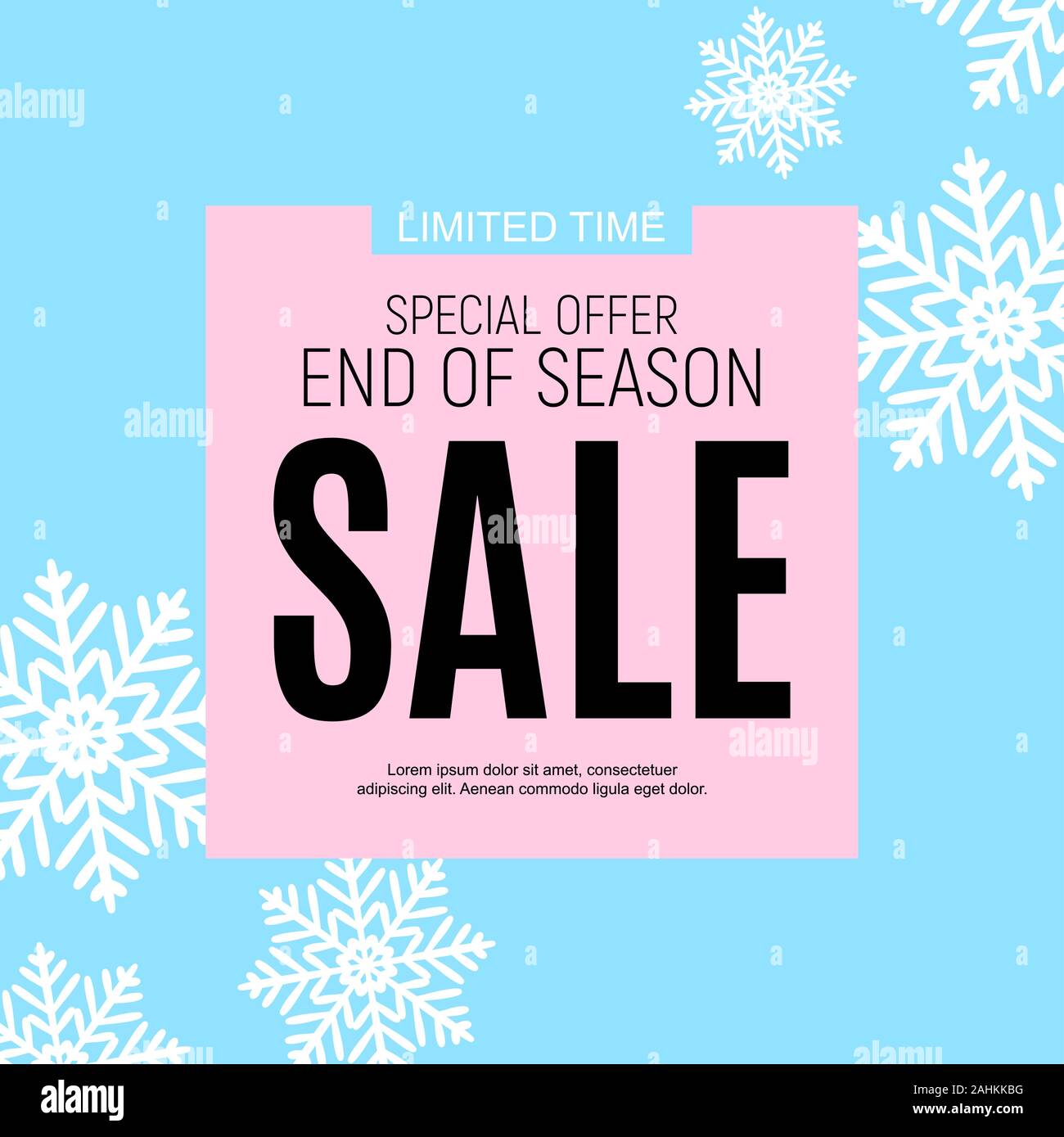 Winter End of Season Sale Poster Template Background. Vector Illustration Stock Vector