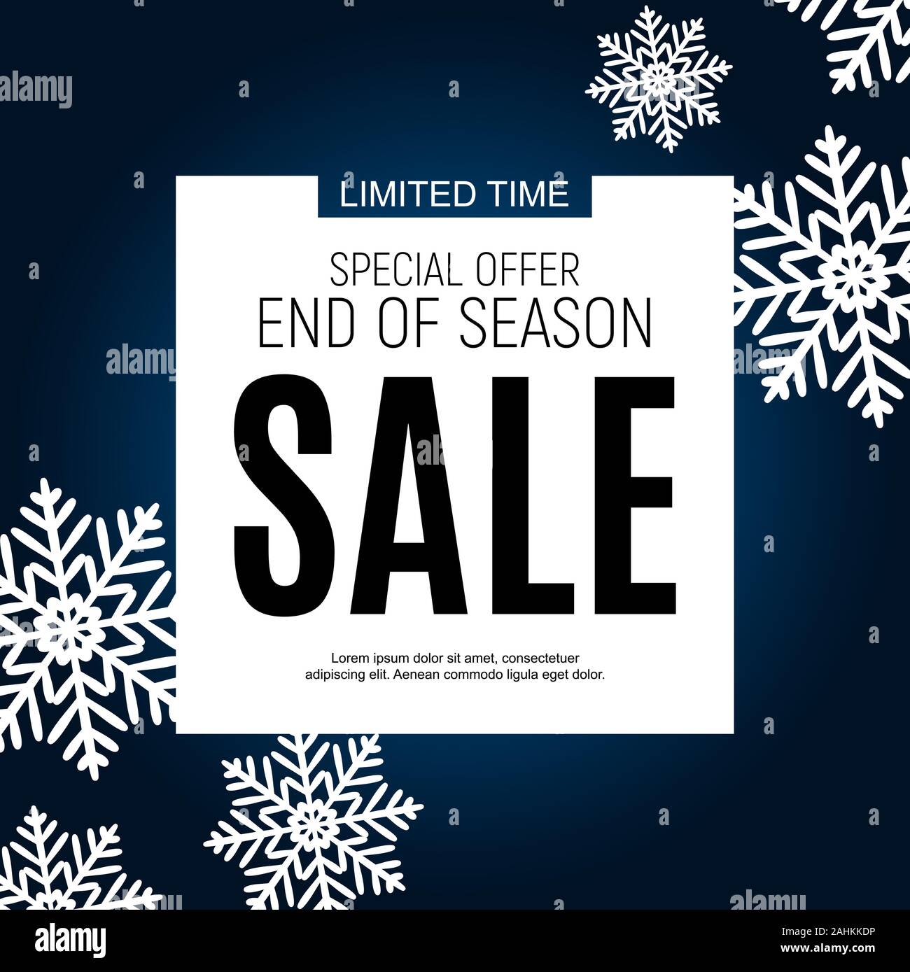 Winter End of Season Sale Poster Template Background. Vector Illustration Stock Vector