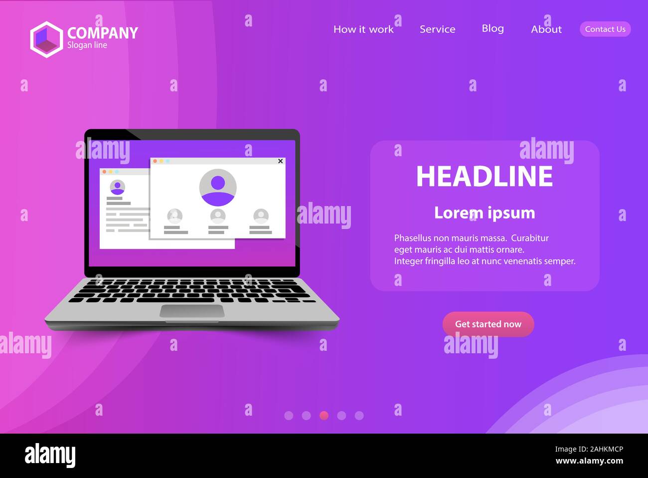New Trendy Website Landing Page vector theme template design Stock ...