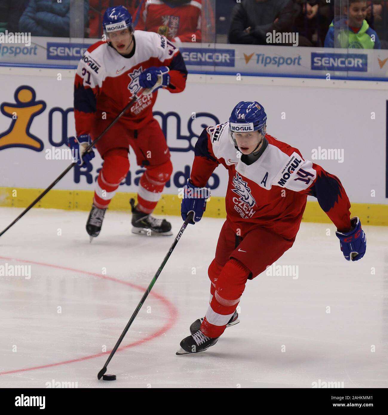 L-R Jan Jenik and Jaromir Pytlik (both CZE) in action during the 2020 IIHF  World Junior Ice Hockey Championships Group B match between USA and Czech R  Stock Photo - Alamy