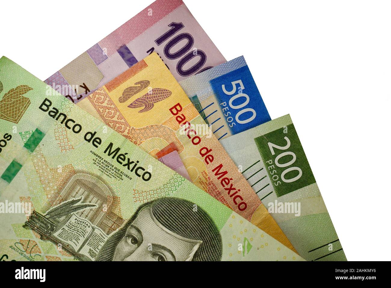 7 Pcs Set Mexico 10 20 50 100 500 1000 2000 Pesos 1970s-1980s Mexican bills 