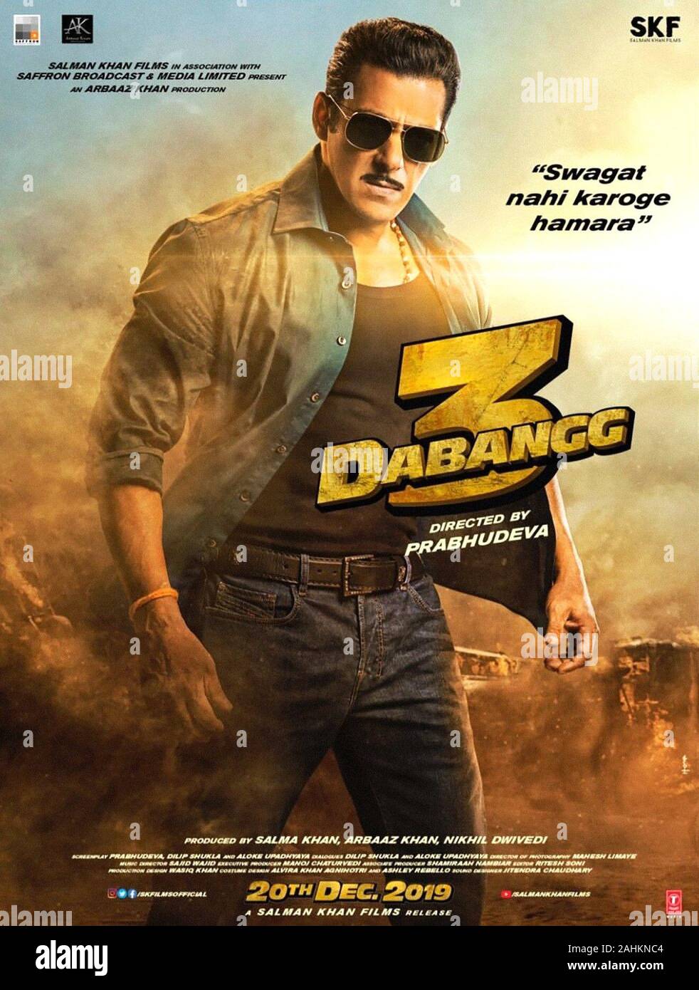 DABANGG 3, (aka DABANGG THREE), Indian Poster, Salman Khan, 2019