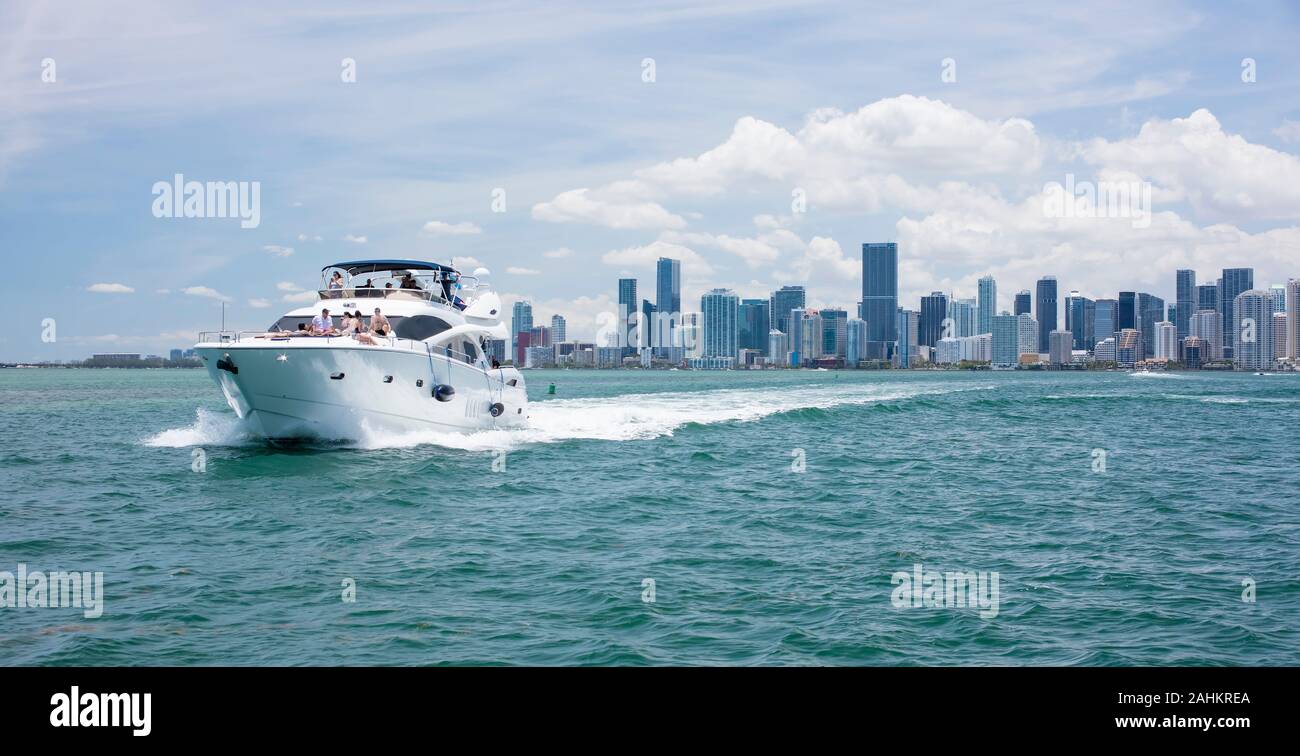 Boat off Miami, Florida, USA Stock Photo