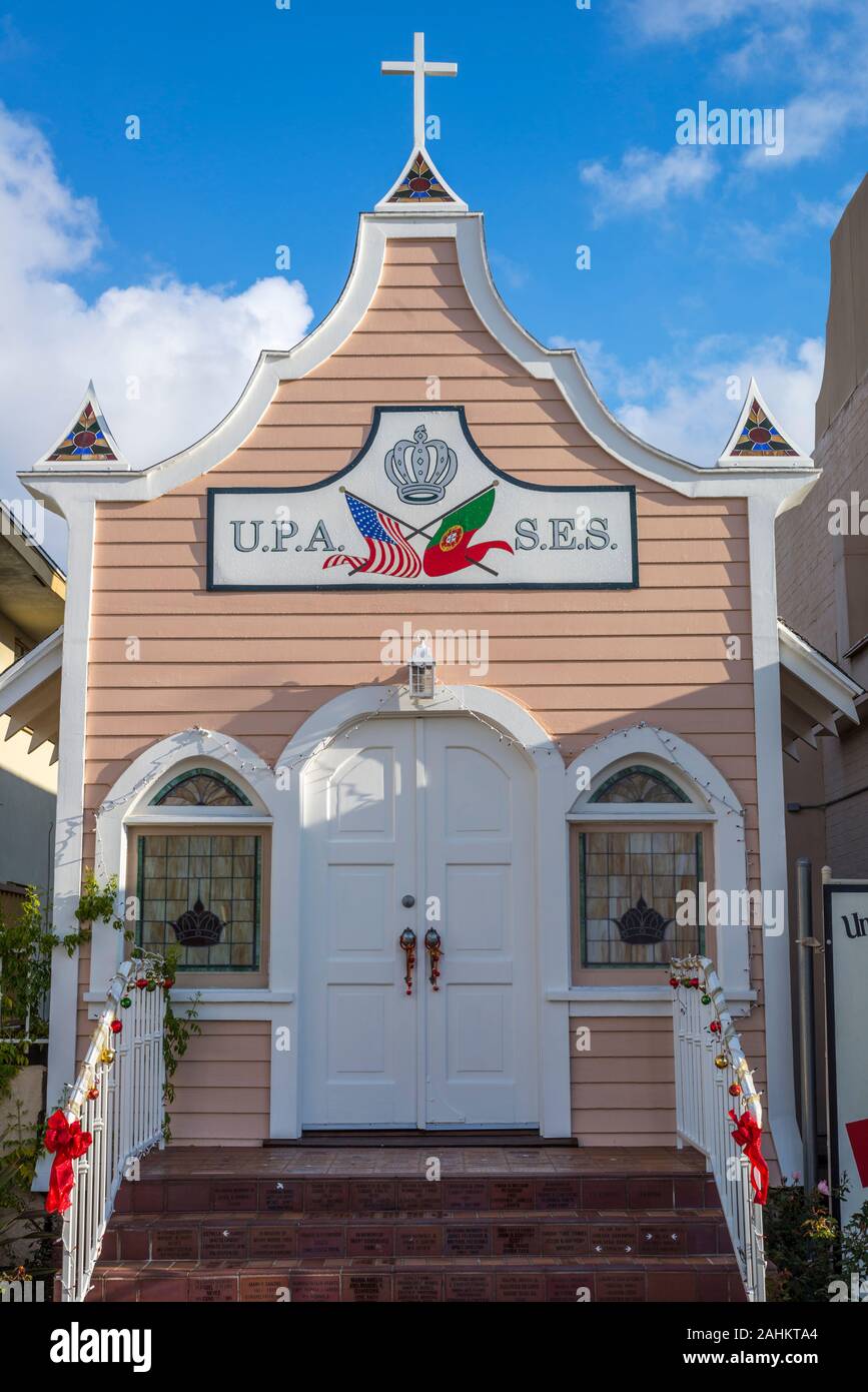 U.P.S.E.S. Chapel in the Portuguese community of San Diego, California, USA. Stock Photo