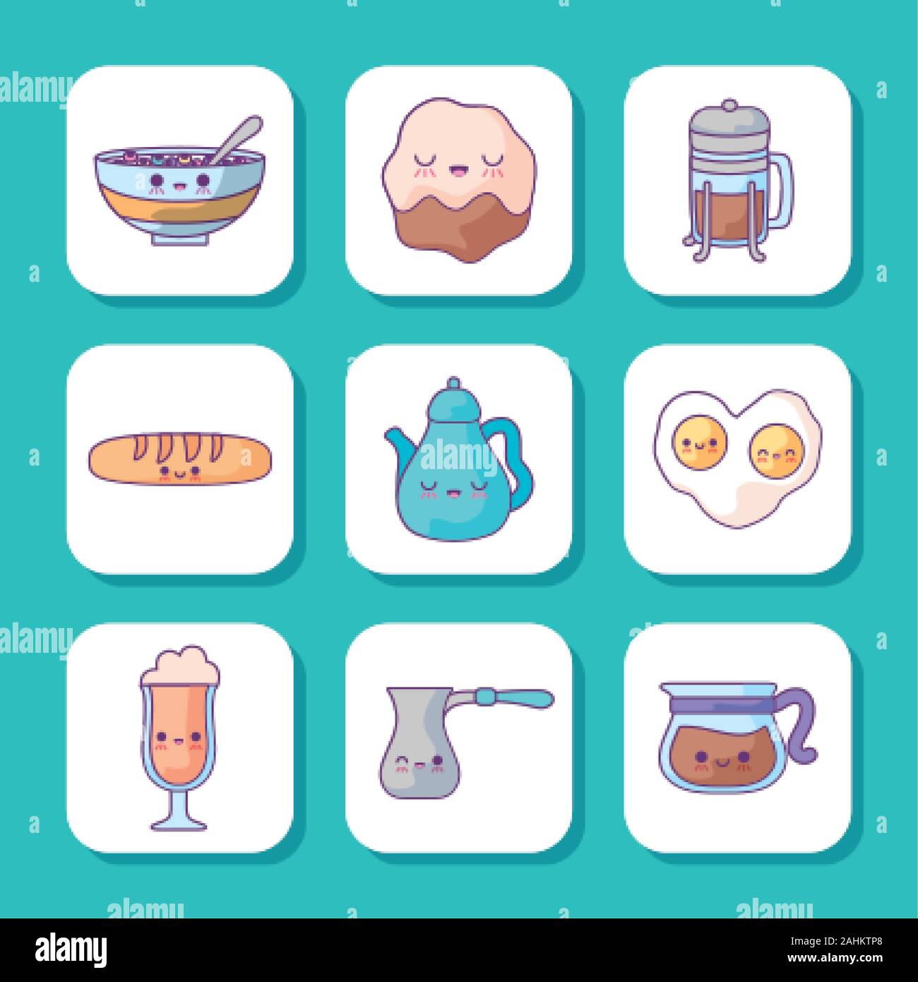 cartoons icon set design, Breakfast food meal fresh product natural ...