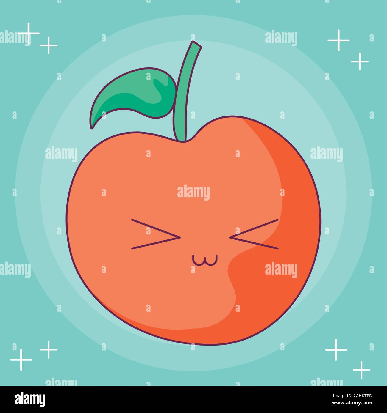 apple cartoon design, Kawaii expression cute character funny and emoticon theme Vector illustration Stock Vector