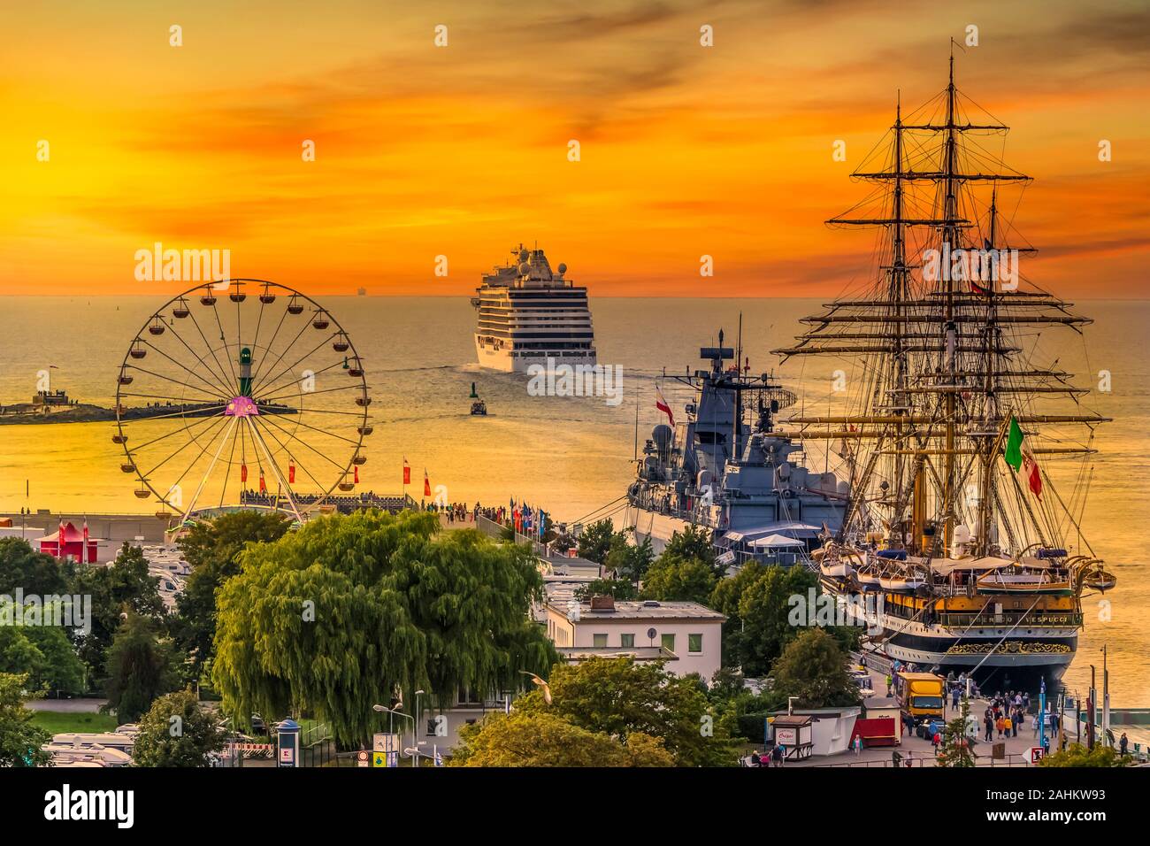 Boats docked in the port of Warnemunde, Germany, Europe Stock Photo Alamy