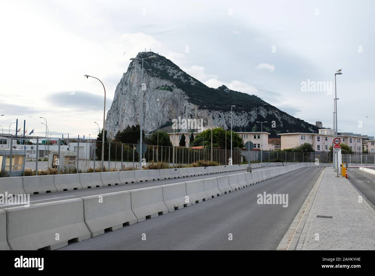 The border with Spain entering Gibraltar Stock Photo Alamy