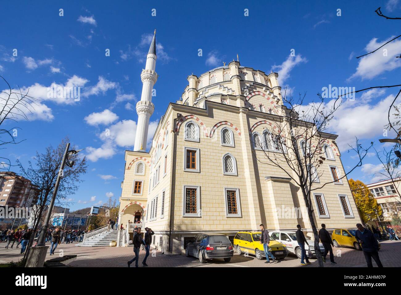 MITROVICA, KOSOVO - NOVEMBER 11, 2016: Isa beg Xhamia Mosque of Mitrovica. Isa Beg mosque is an islamic landmark of Kosovo, reconstructed by the Turki Stock Photo