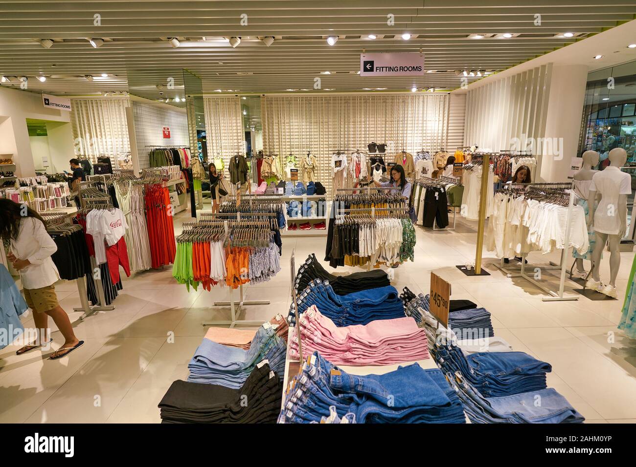 SINGAPORE - APRIL 03, 2019: interior shot of Bershka store in Singapore.  Bershka is a clothing retailer company Stock Photo - Alamy