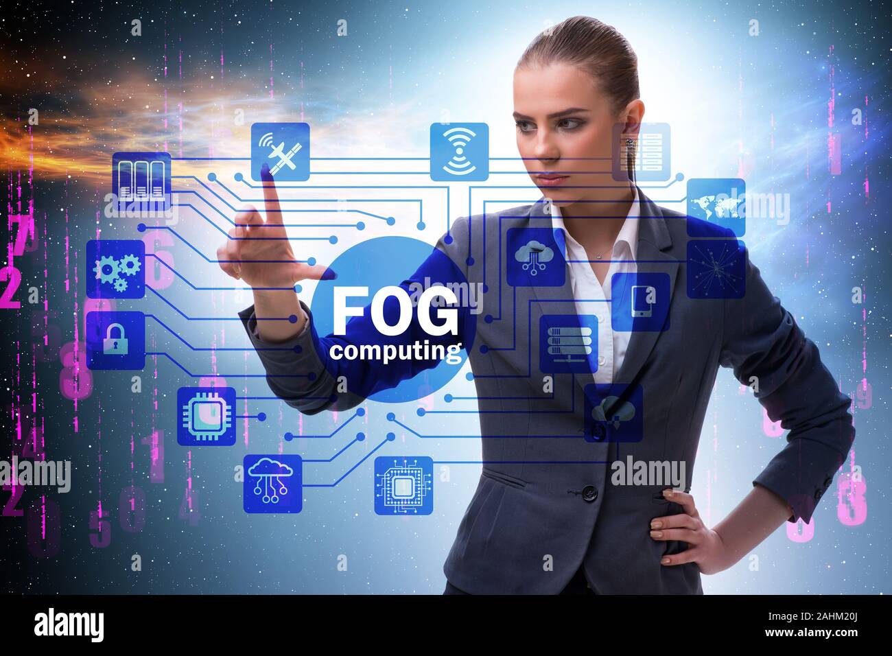 The businessman in edge and fog computing concept Stock Photo - Alamy
