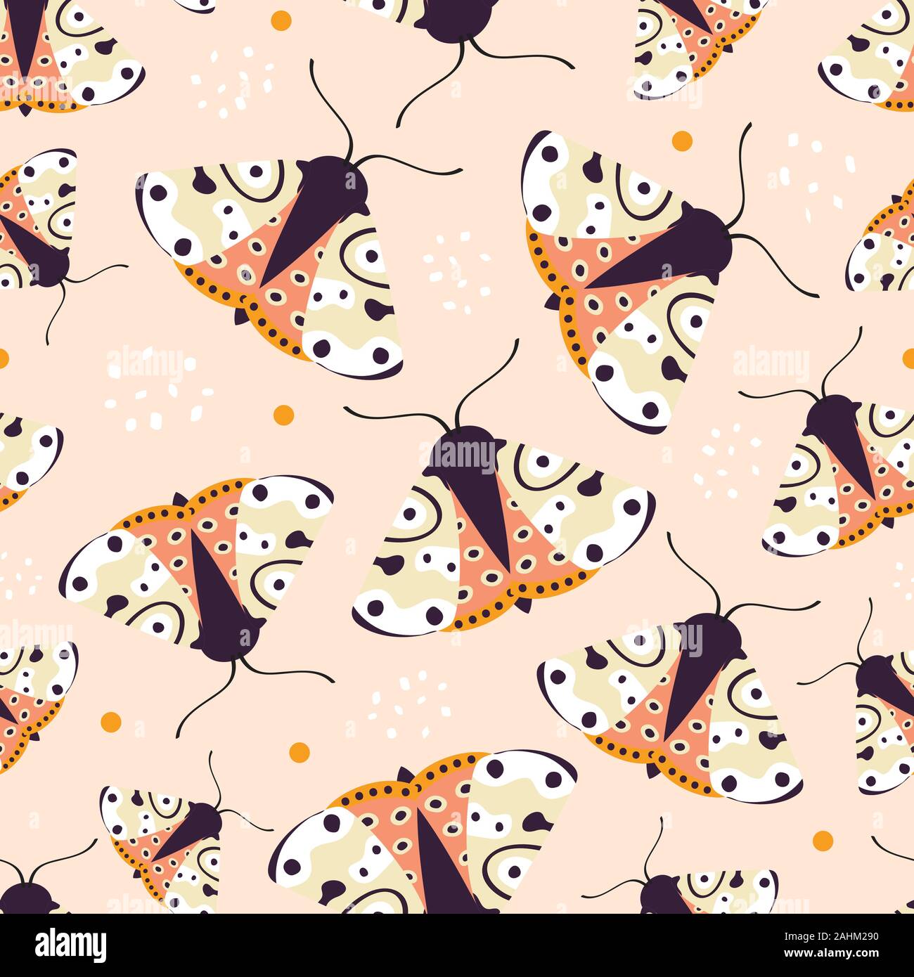 Seamless pattern with colorful funny butterfly, Modern insects texture .Vector modern background Stock Vector