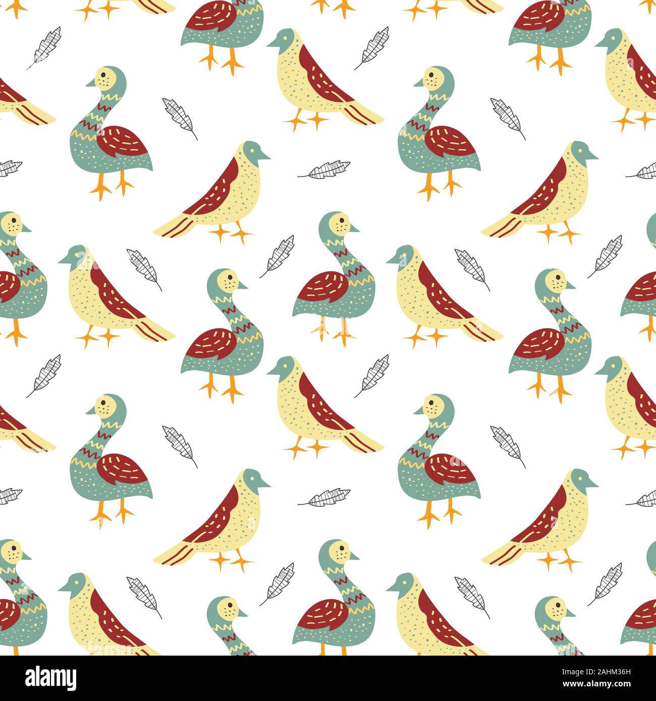 Seamless Pattern Bird in the white backdrop Stock Vector