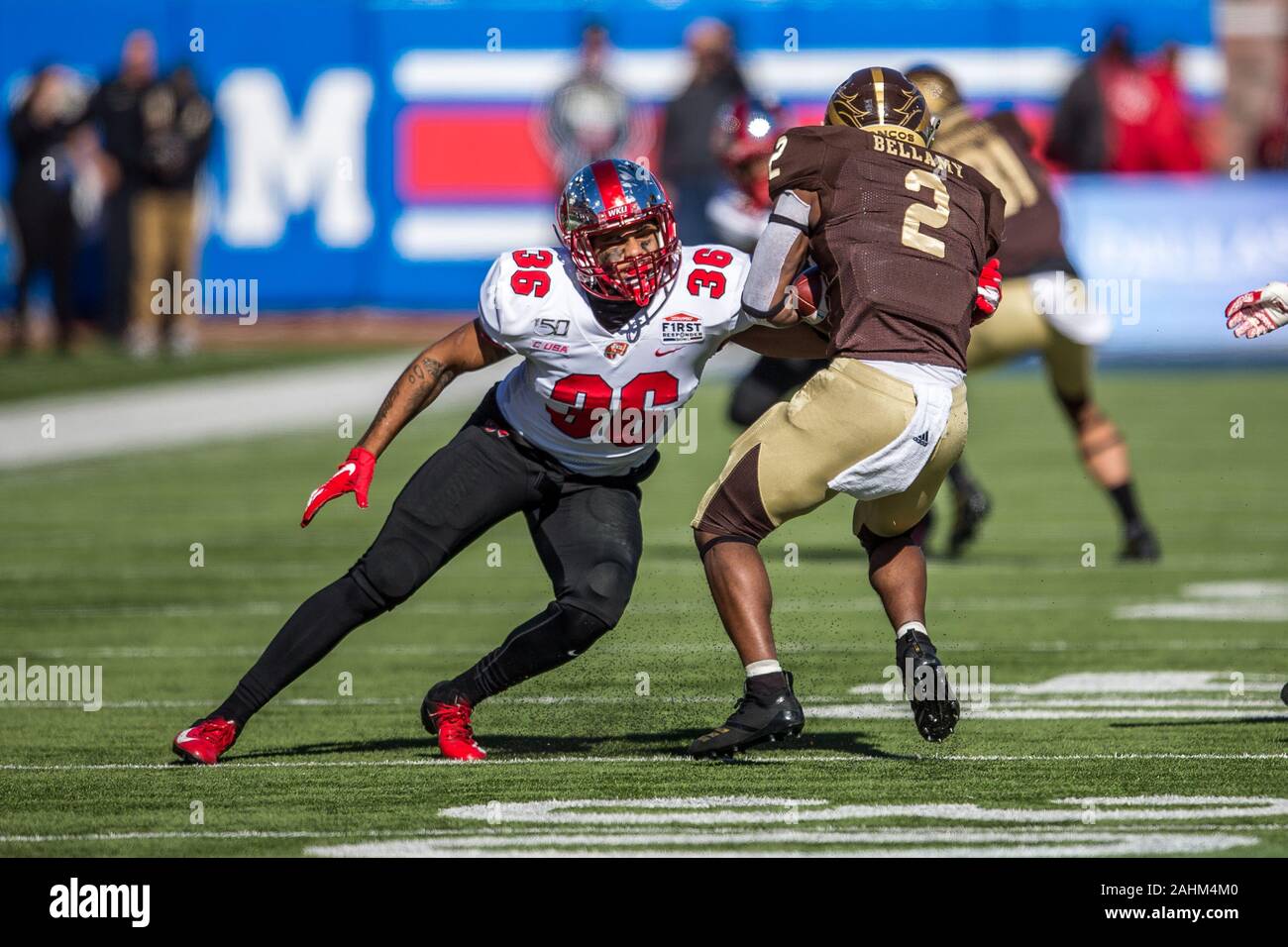 Dallas, Texas, USA. 30th Dec, 2019. Western Kentucky Hilltoppers linebacker Kyle Bailey (36) in action during the Servpro First Responder Bowl game between Western Michigan Broncos and the Western Kentucky Hilltoppers at the gerald Ford Stadiuml Stadium in Dallas, Texas. Credit: Dan Wozniak/ZUMA Wire/Alamy Live News Stock Photo