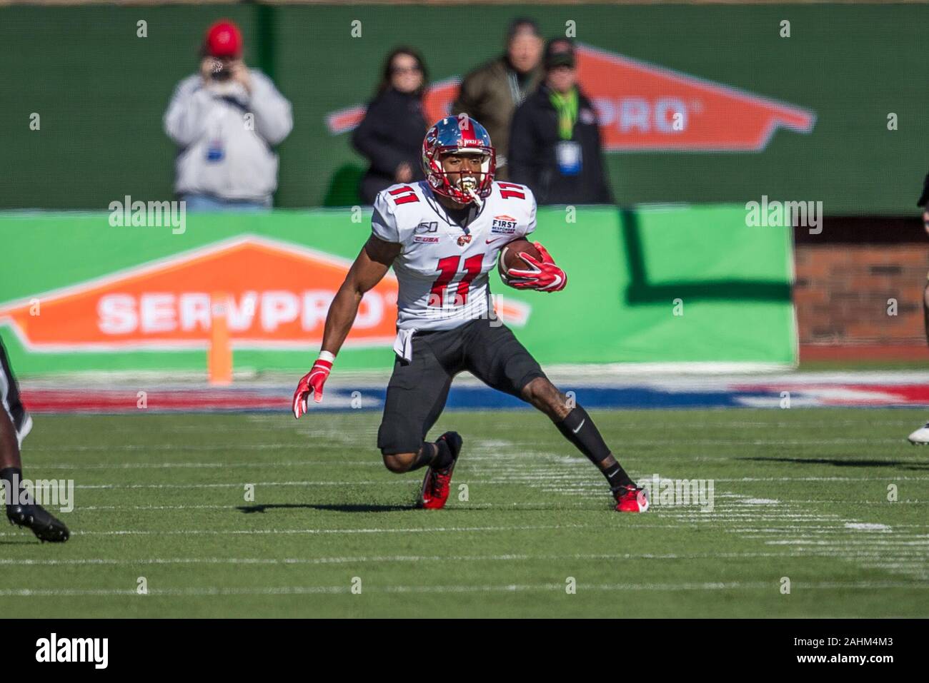 Dallas, Texas, USA. 30th Dec, 2019. Western Kentucky Hilltoppers wide receiver Lucky Jackson (11) in action during the Servpro First Responder Bowl game between Western Michigan Broncos and the Western Kentucky Hilltoppers at the gerald Ford Stadiuml Stadium in Dallas, Texas. Credit: Dan Wozniak/ZUMA Wire/Alamy Live News Stock Photo