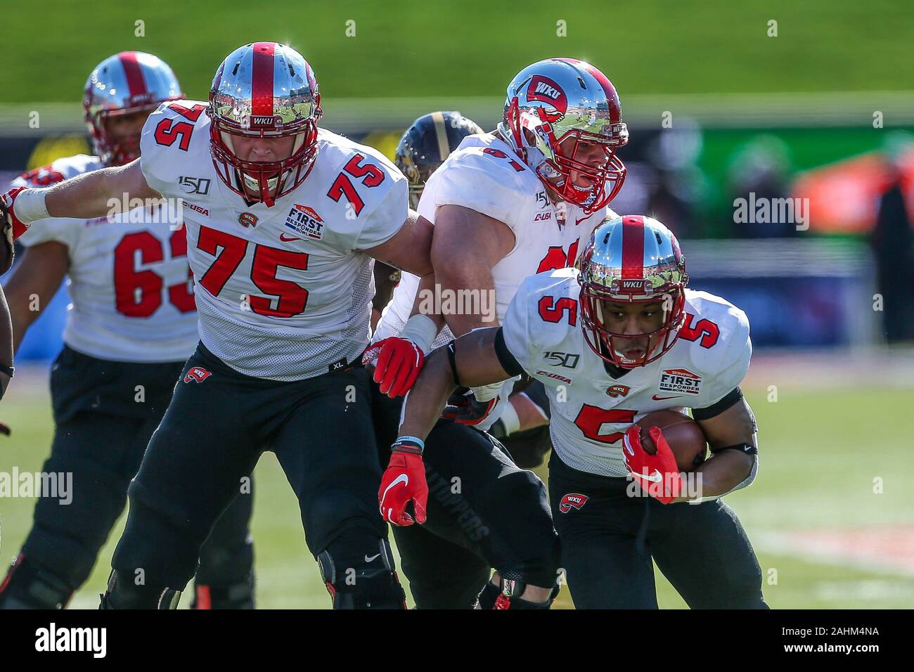 Dallas, Texas, USA. 30th Dec, 2019. Western Kentucky Hilltoppers running back Gaej Walker (5) in action during the Servpro First Responder Bowl game between Western Michigan Broncos and the Western Kentucky Hilltoppers at the gerald Ford Stadiuml Stadium in Dallas, Texas. Credit: Dan Wozniak/ZUMA Wire/Alamy Live News Stock Photo