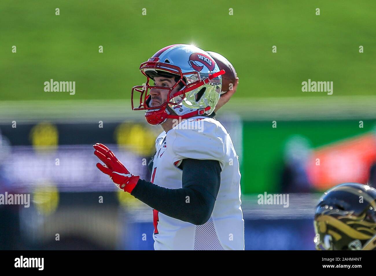 Dallas, Texas, USA. 30th Dec, 2019. Western Kentucky Hilltoppers quarterback Ty Storey (4) in action during the Servpro First Responder Bowl game between Western Michigan Broncos and the Western Kentucky Hilltoppers at the gerald Ford Stadiuml Stadium in Dallas, Texas. Credit: Dan Wozniak/ZUMA Wire/Alamy Live News Stock Photo