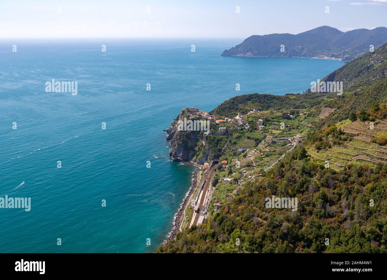 Corniglia of the coastal area Cinque Terre in the Italian province La Spezia Stock Photo