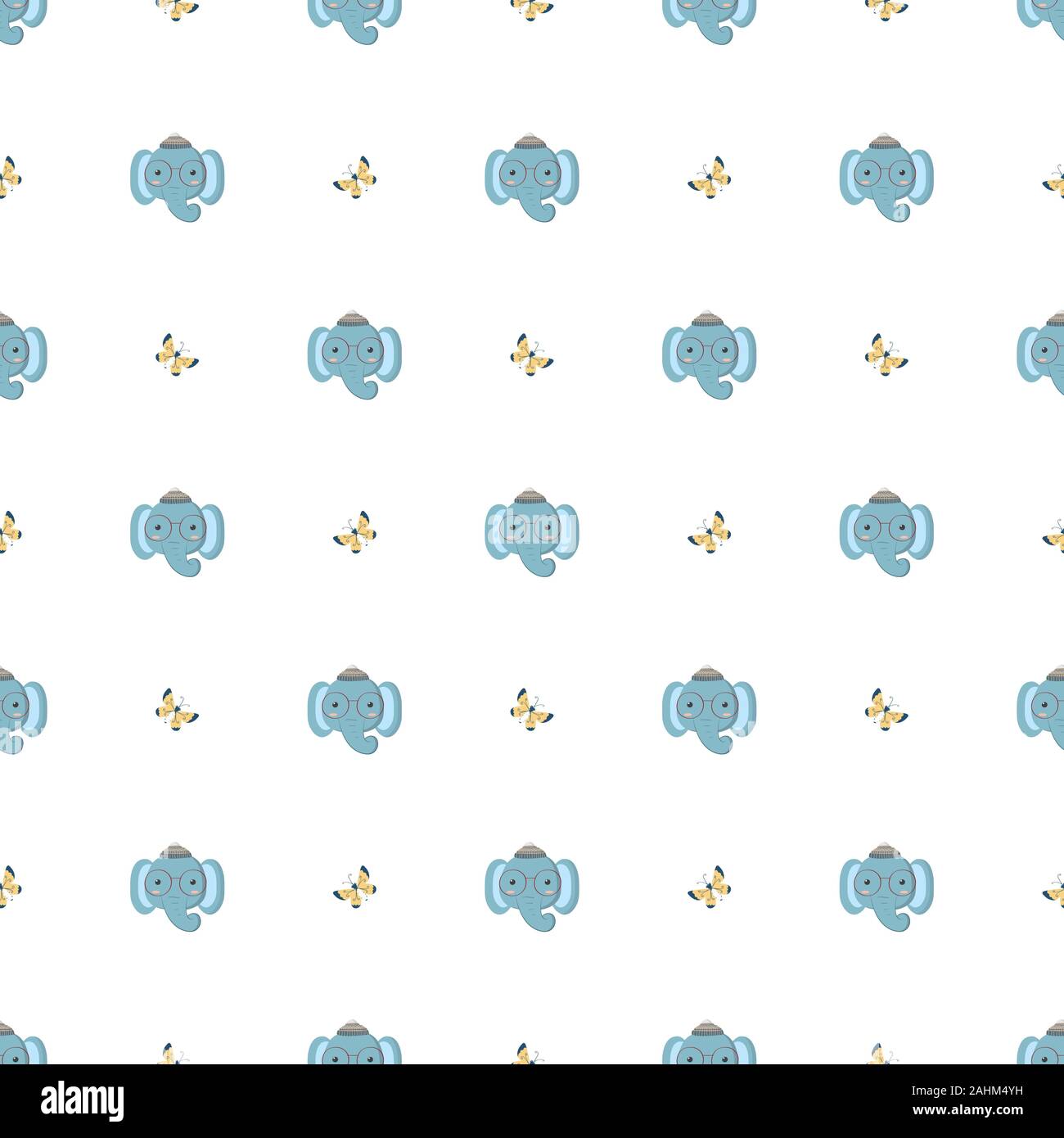 Seamless Pattern with cute elephant concept in the white backdrop Stock ...