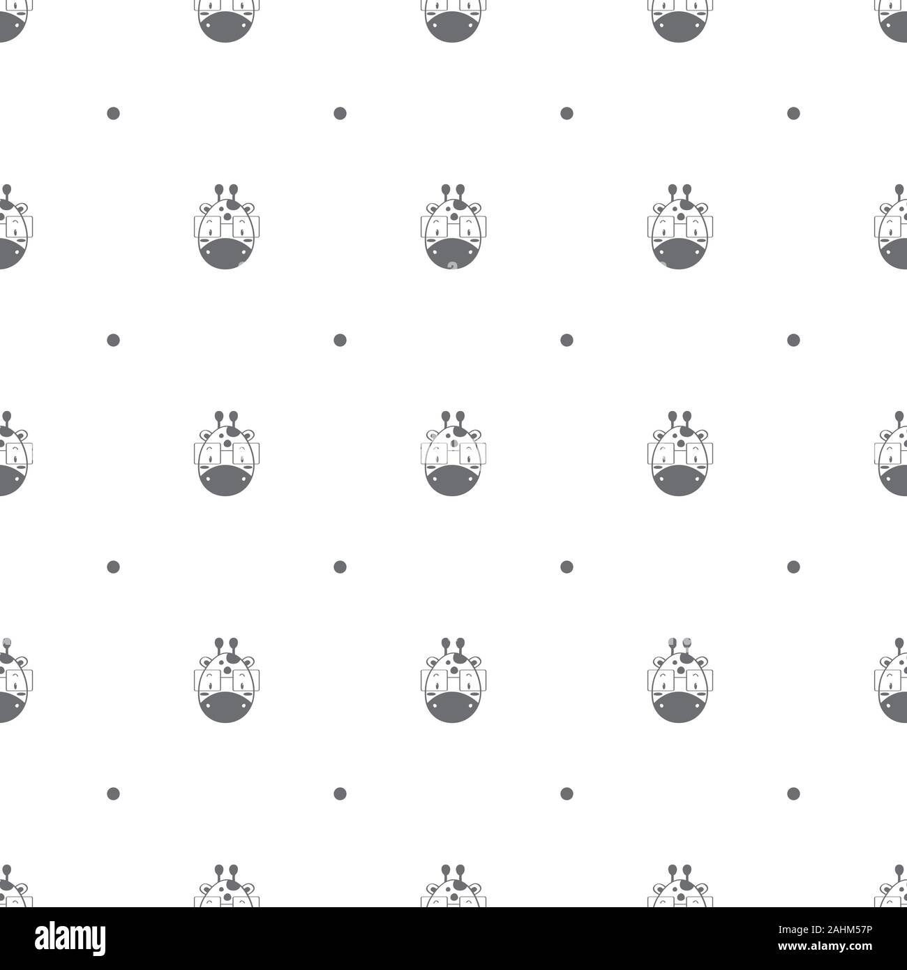 Seamless pattern with cute giraffe and polka dot in the white backdrop Stock Vector