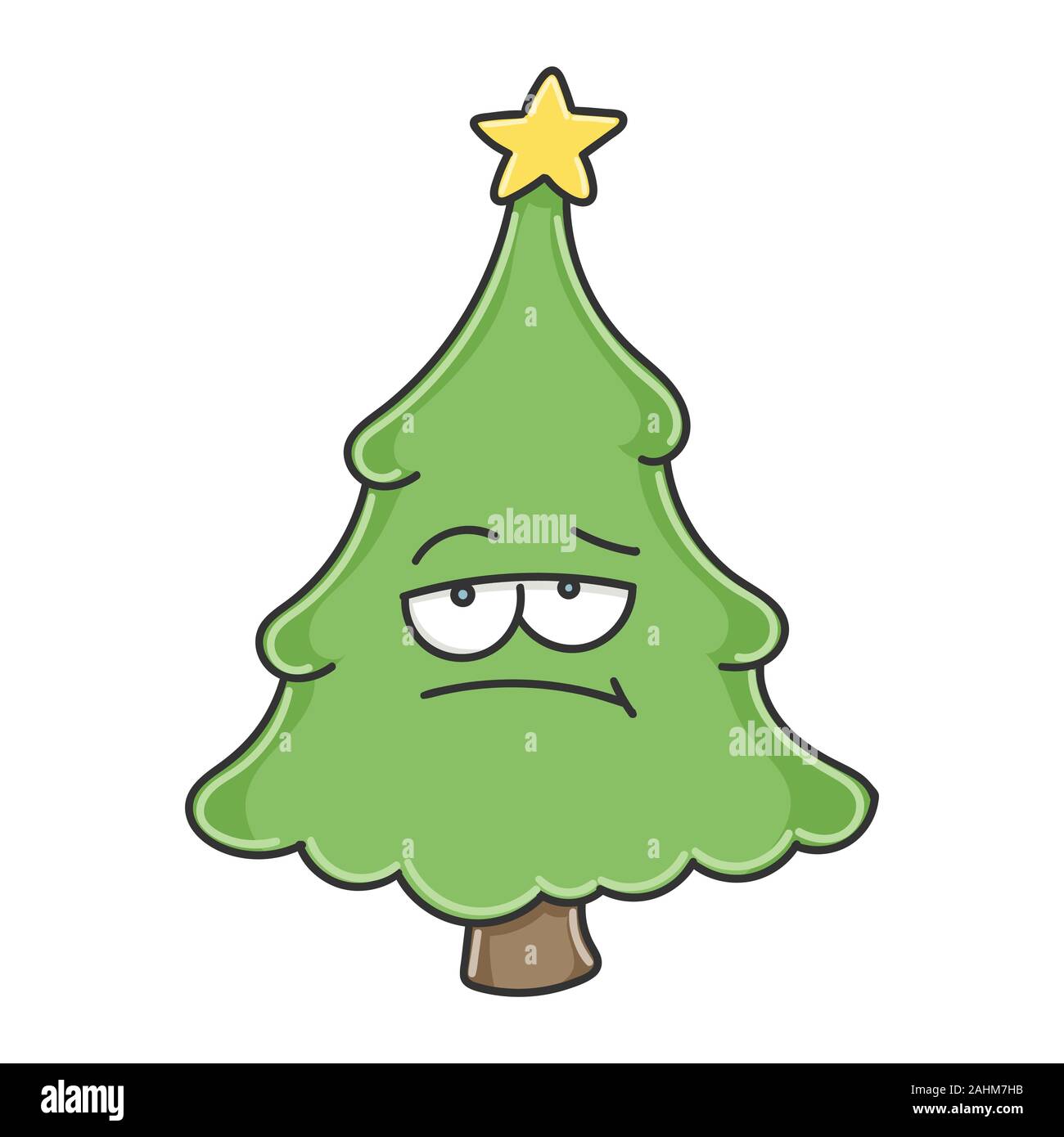 Christmas tree cartoon character isolated on white Stock Vector Image ...