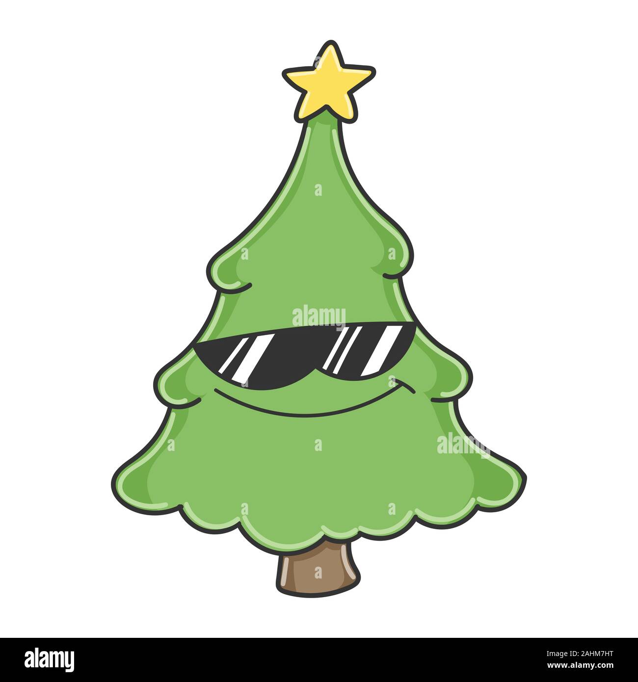 Christmas tree cartoon character isolated on white Stock Vector Image ...