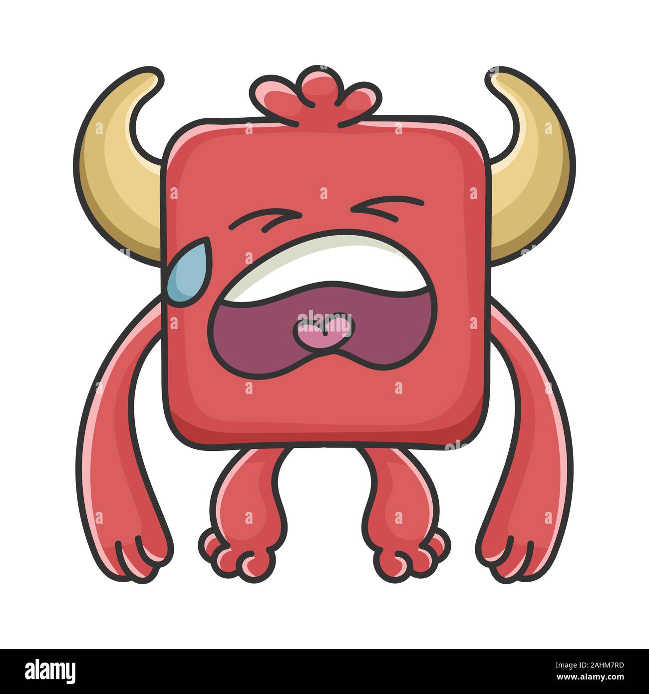 Red devil monster creature isolated on white Stock Vector