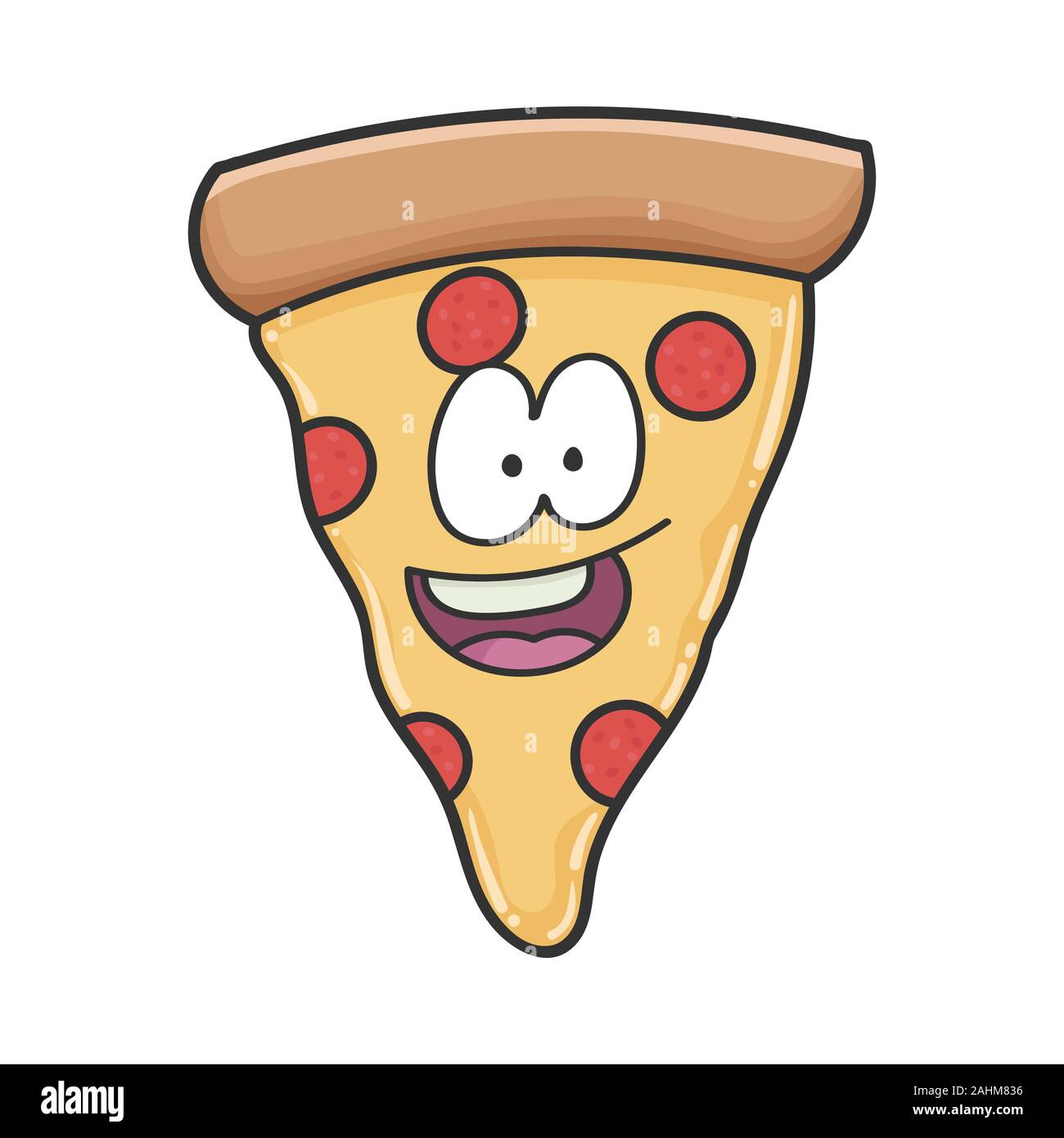 Happy smiling slice of pizza cartoon isolated on white Stock Vector Image &  Art - Alamy