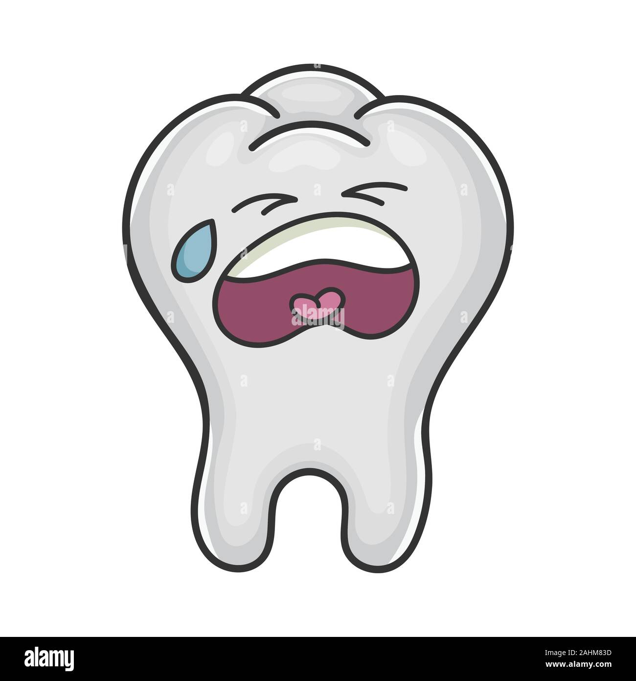 Sad crying funny tooth cartoon isolated on white Stock Vector Image & Art -  Alamy