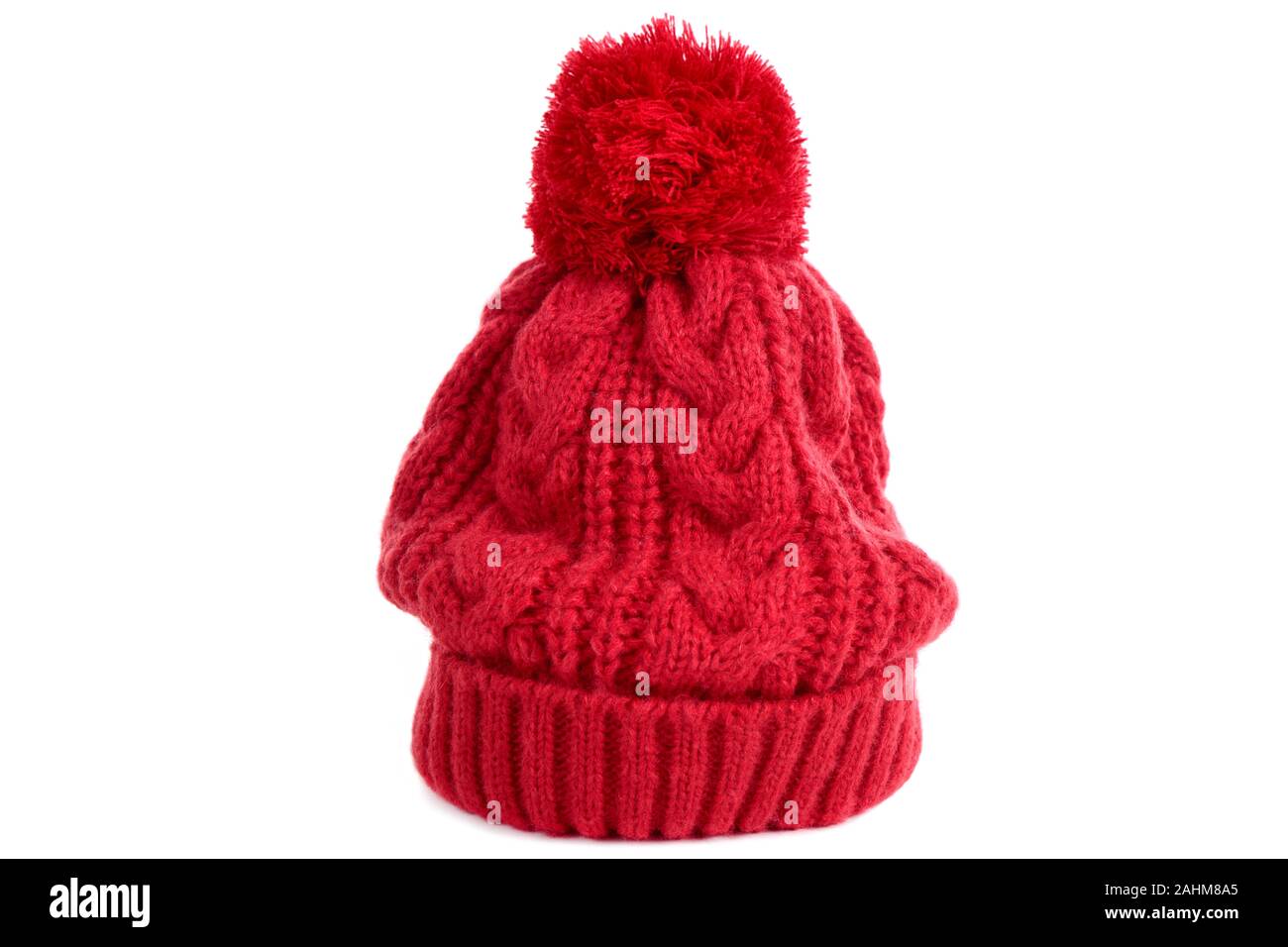 Red winter bobble ski hat Stock Photo
